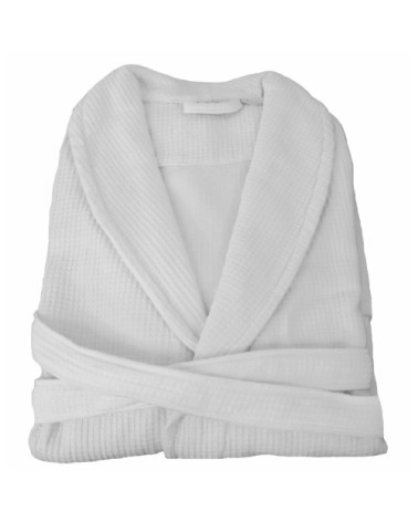 Peignoir nid d'éponge double face en coton blanc xl