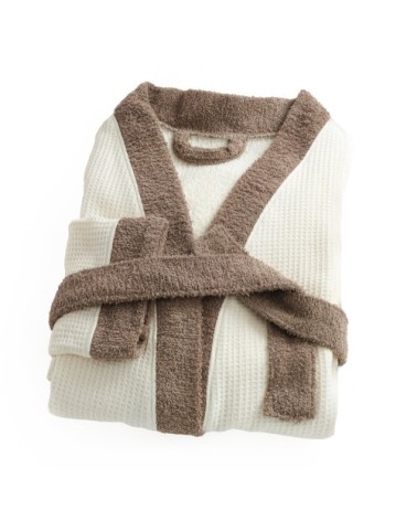 Peignoir double face nid d'éponge en coton beige 7xl