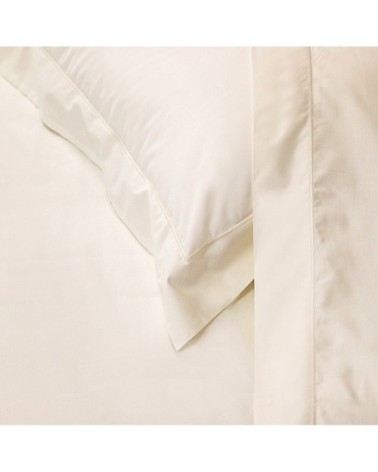 Parure housse de couette percale 200 fils en coton ivoire 240x260 cm