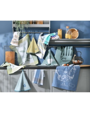 Lot de 3 torchons bleu en coton 50x70