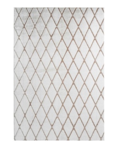 Tapis en polyester blanc et taupe 80x250
