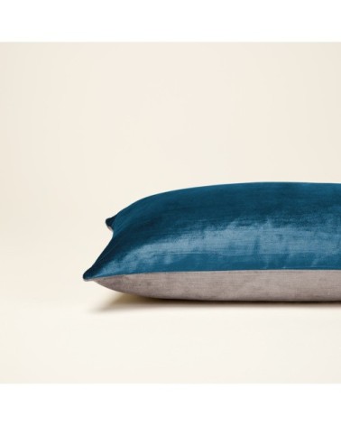 Housse de coussin 28x47 cm Pétrole et taupe