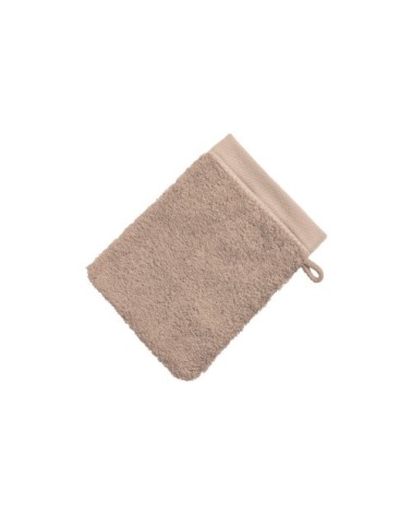 Gants de toilette marron taupe 15x21 en coton bio