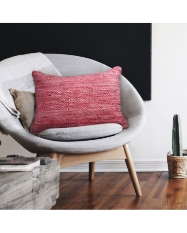 Coussin en cuir tressé burgundy 60x40