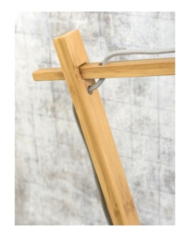 Lampe de table bambou/lin bleu H46cm