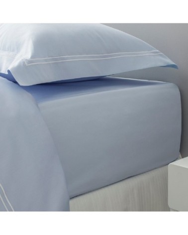Drap housse luxe en Satin de coton Bleu ciel 180x200 cm