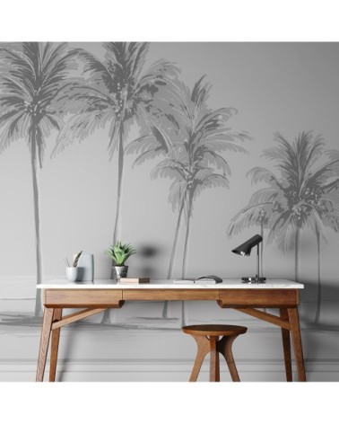 Papier peint panoramique palmiers 170 x 250  gris