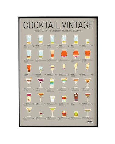 Affiche d'art cocktail vintage 50 X 70 cm