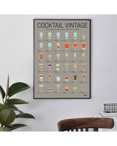 Affiche d'art cocktail vintage 50 X 70 cm
