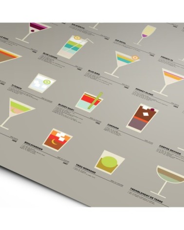 Affiche d'art cocktail vintage 50 X 70 cm