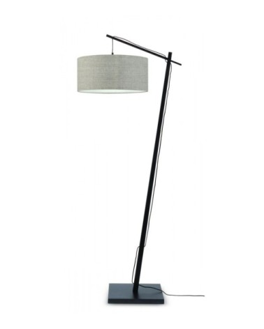 Lampadaire en bambou noir/lin H176cm