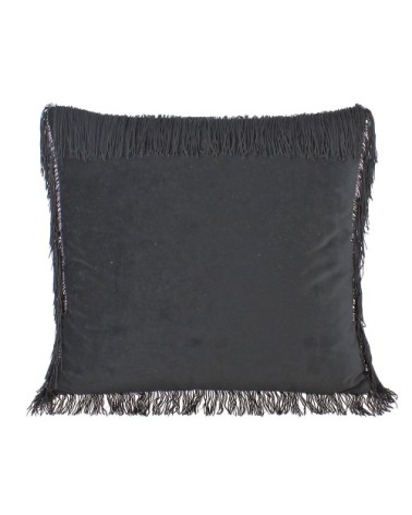 Coussin en velours noir avec franges 40x40