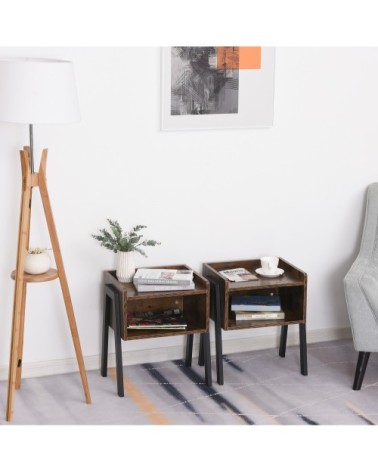 Lot de 2 tables de chevet style industriel