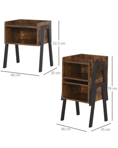 Lot de 2 tables de chevet style industriel