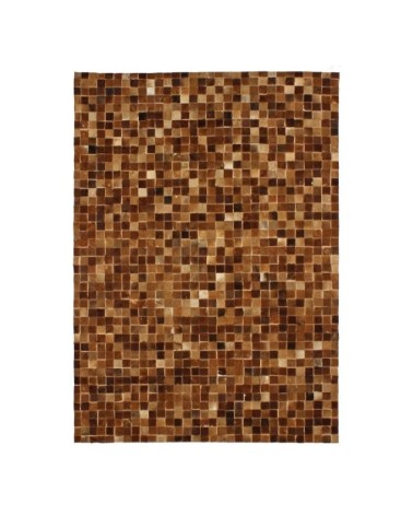 Tapis en cuirs recyclés motif mosaïque marron clair 120x170