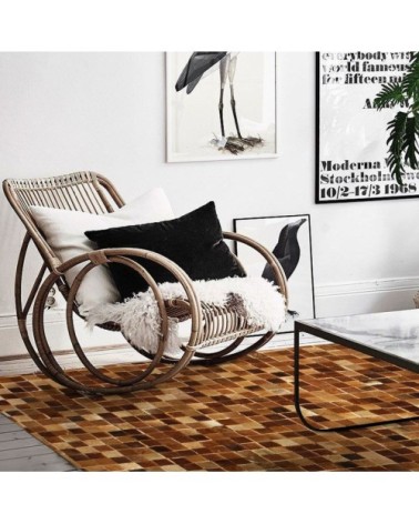 Tapis en cuirs recyclés motif mosaïque marron clair 120x170