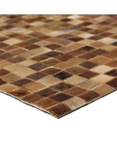 Tapis en cuirs recyclés motif mosaïque marron clair 120x170