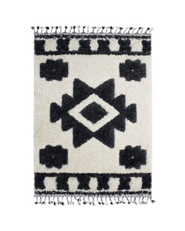 Tapis à reliefs triangles crème et gris 120x170