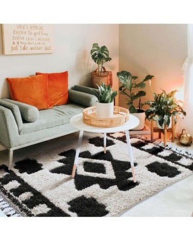 Tapis à reliefs triangles crème et gris 120x170