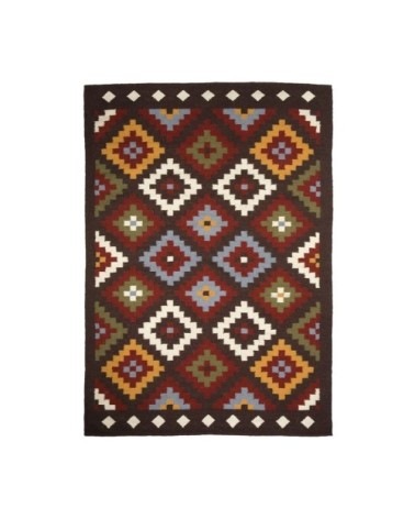 Tapis en laine à motifs aztèques marron 160x230