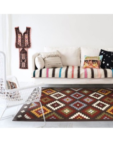 Tapis en laine à motifs aztèques marron 160x230