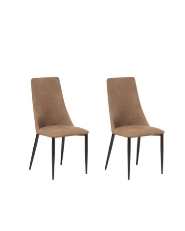 Lot de 2 chaises de salle à manger en cuir PU marron doré