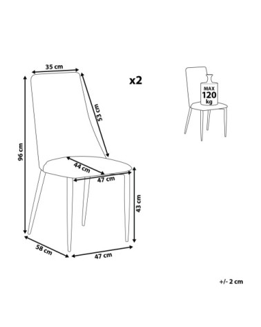 Lot de 2 chaises de salle à manger en cuir PU marron doré