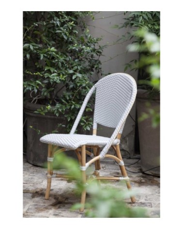 Chaise repas empilable en rotin et fibre synthétique gris
