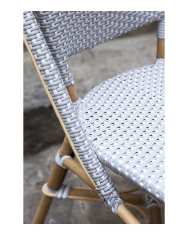 Chaise repas empilable en rotin et fibre synthétique gris