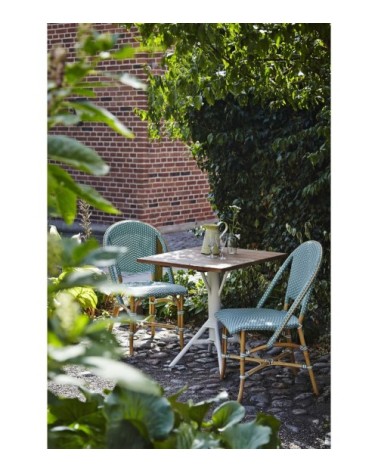 Chaise repas empilable rotin et fibre synthétique vert d'eau