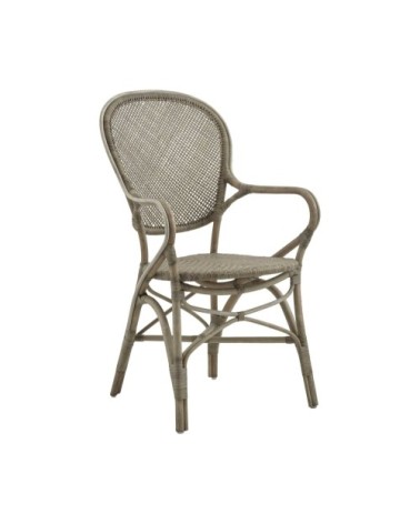 Chaise repas empilable en rotin taupe
