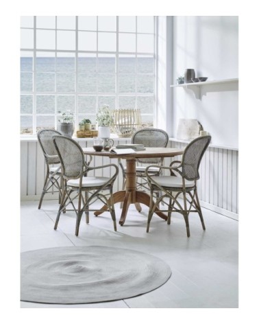 Chaise repas empilable en rotin taupe