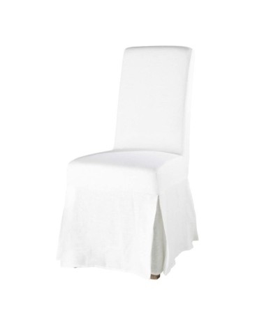 Housse longue de chaise en lin lavé blanche, compatible chaise MARGAUX