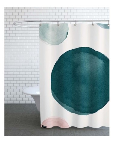 Rideau de douche en polyester en blanc ivoire & vert 150x200