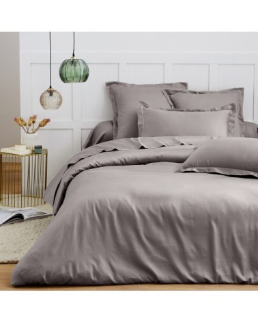 Housse de couette satin de coton 260x240 cm gris