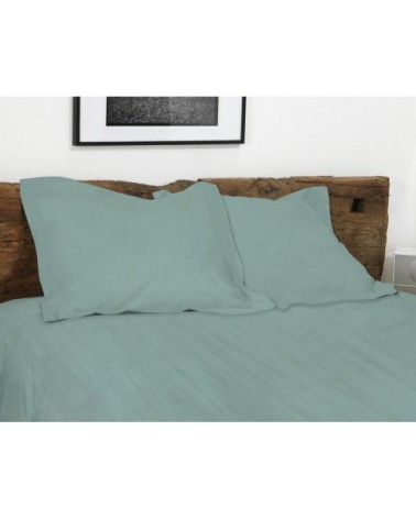 Lot de 2 taies carrées 65x65cm 100% lin lavé uni - Bleu