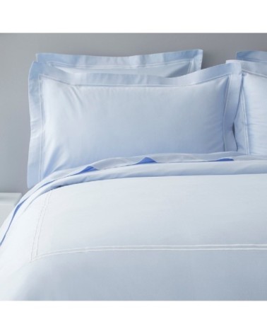 Taies d'oreiller luxe lot de 2 en Satin de coton Bleu ciel 50x70 cm