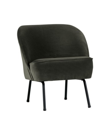 Fauteuil lounge en velours vert kaki