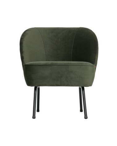 Fauteuil lounge en velours vert kaki