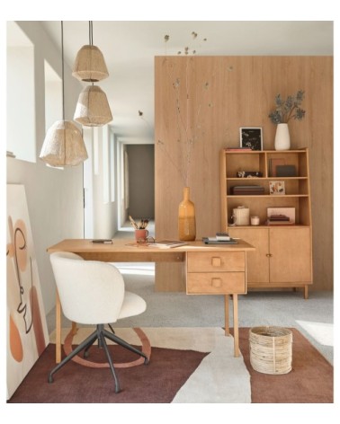 Tapis en jute et laine motifs terracotta, roses et beiges 140x200