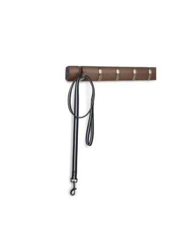 Portemanteau mural avec 8 crochets rétractables en bois, noyer et doré