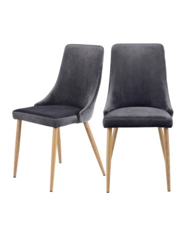 Chaise en velours gris (lot de 2)