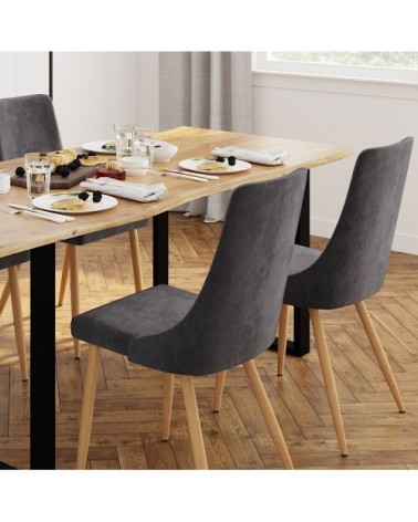 Chaise en velours gris (lot de 2)