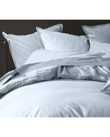 Housse de couette percale de coton bleu 240x260 cm