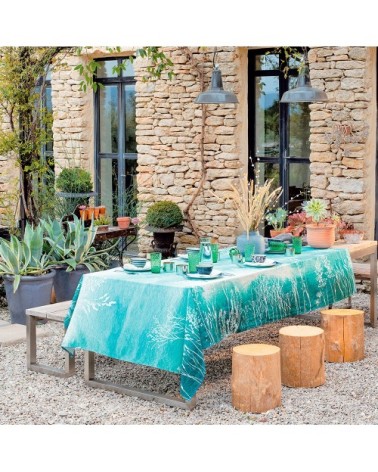 Nappe carrée  métis lin & coton bleu 115x115 cm