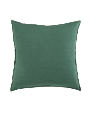 Coussin en lin lavé vert basilic 60x60, OEKO-TEX®