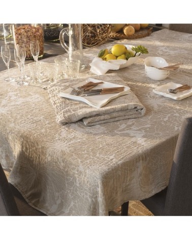 Nappe  métis lin & coton beige 110X110