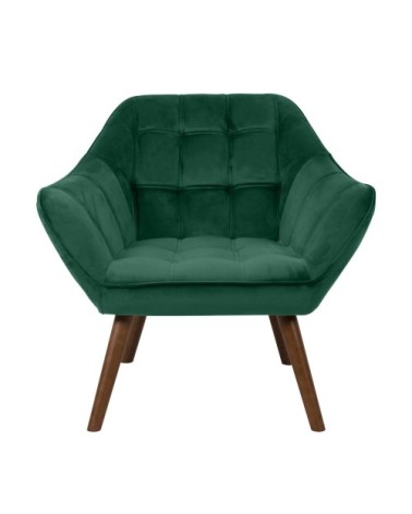 Fauteuil en velours vert foncé avec accoudoirs