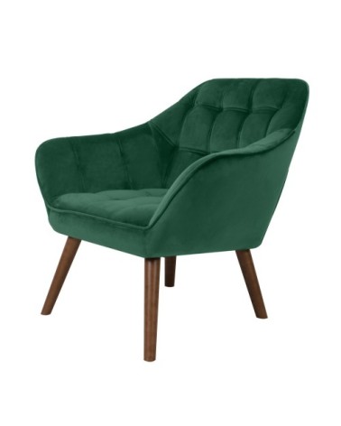 Fauteuil en velours vert foncé avec accoudoirs