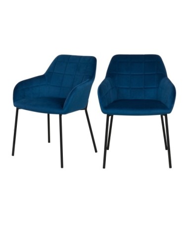 Chaise en velours bleu foncé (lot de 2)